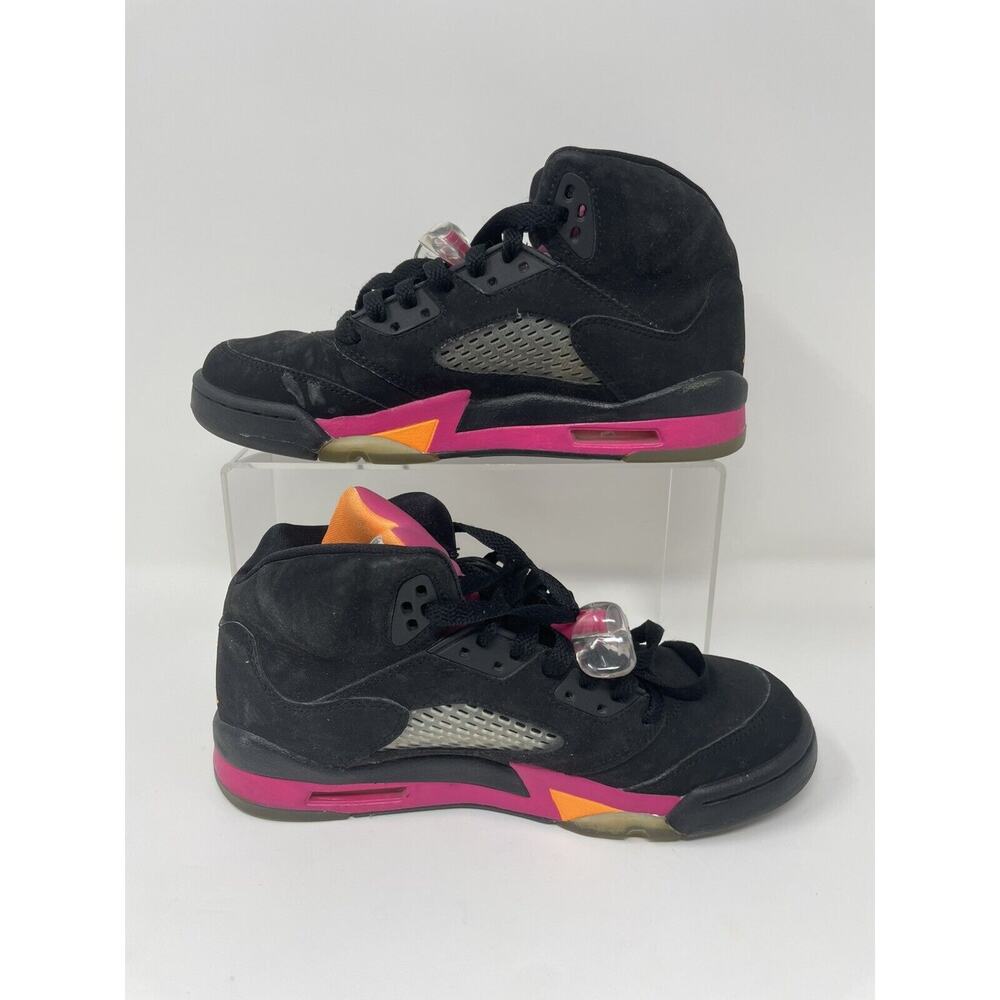 Girls' Nike Air Jordan V 5 Black Bright Cactus Citrus Pink Retro GS 2013 sz 5.5Y
